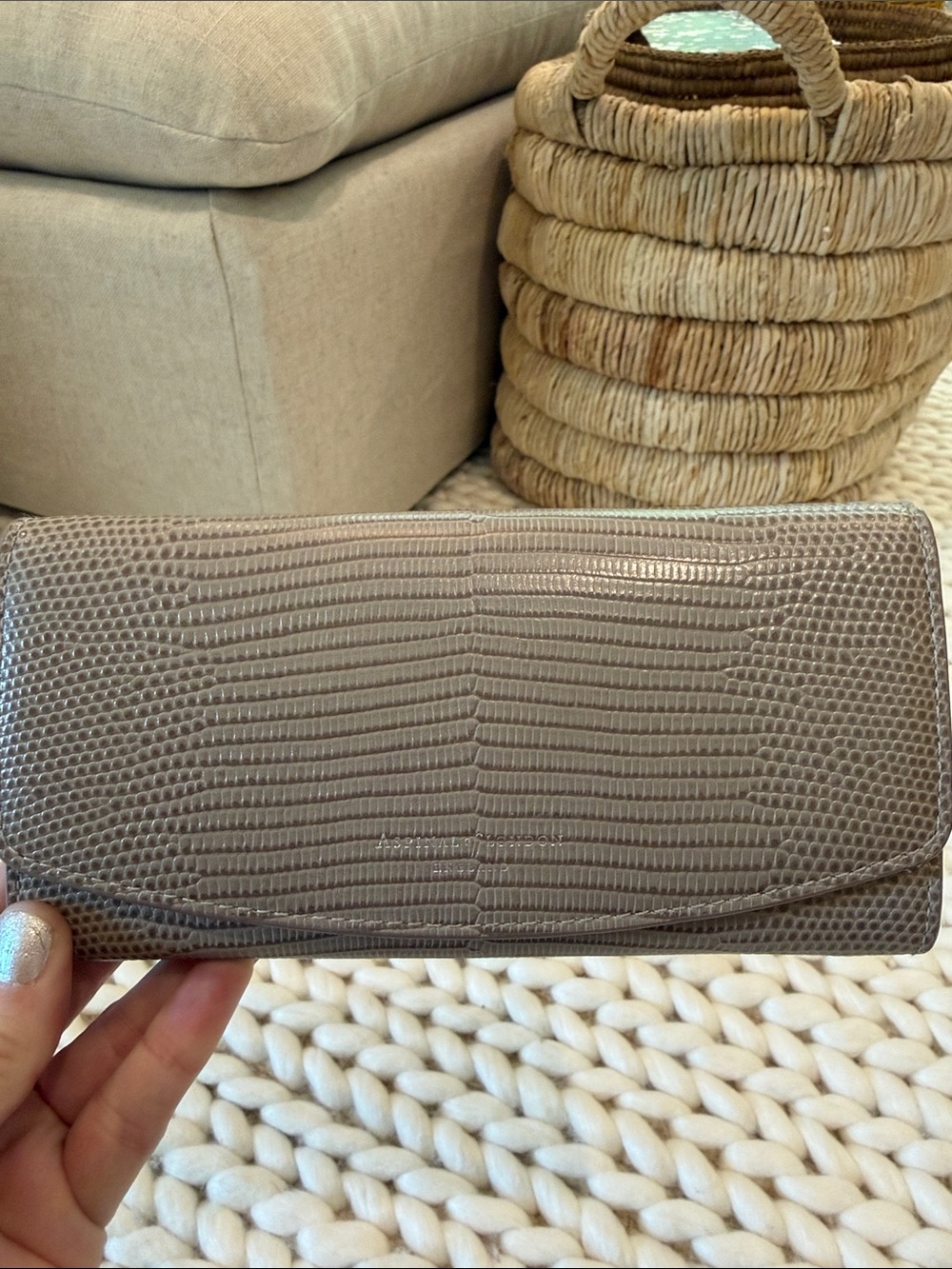 Aspinal of London Taupe Textured Leather Clutch Wallet for Women